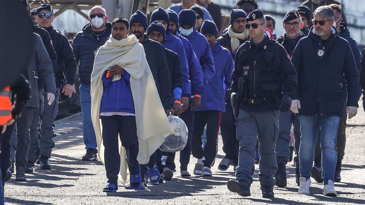 immigrants arrived from italy to be processed in albania, shengjin, tirana 28 jan 2025