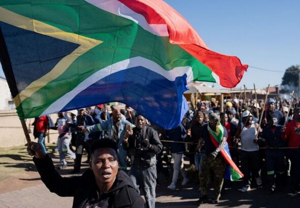 protest calling for the deportation of undocumented immigrants, as violence against migrants from other african countries increases, in benoni