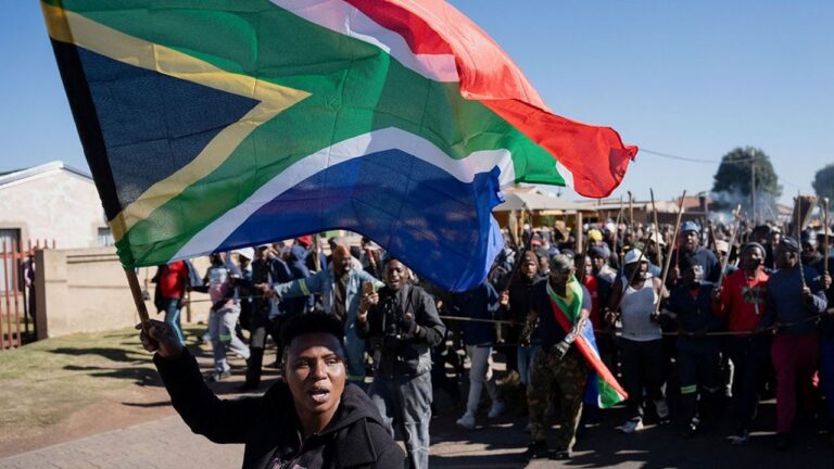protest calling for the deportation of undocumented immigrants, as violence against migrants from other african countries increases, in benoni